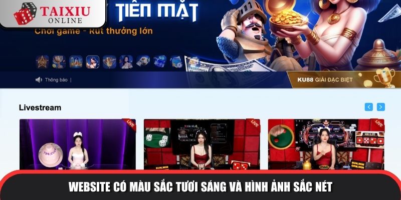 Website có màu sắc tươi sáng và hình ảnh sắc nét